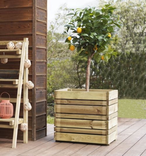 Jardin Pots, cache-pots et jardinières d'extérieur | Bac à fleurs en bois de pin L-50cm - FH66357