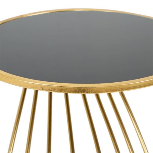 Muebles Mesas auxiliares | Mesa auxiliar dorada con espejo negro - SF86664