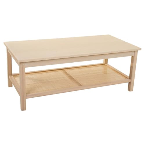 Muebles Mesas auxiliares | Mesa auxiliar de madera y rejilla marrón - QB05910