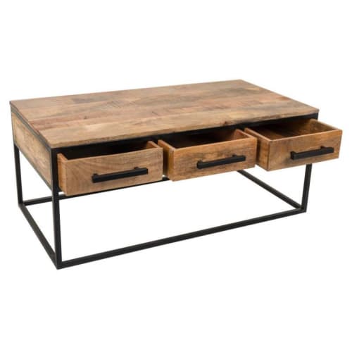 Muebles Mesas auxiliares | Mesa auxiliar de madera y metal con 3 cajones marrón - TX16195