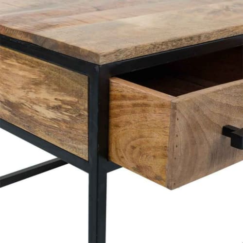 Muebles Mesas auxiliares | Mesa auxiliar de madera y metal con 3 cajones marrón - TX16195