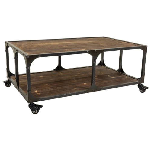 Muebles Mesas auxiliares | Mesa auxiliar de madera y marco de metal marrón - JE29858