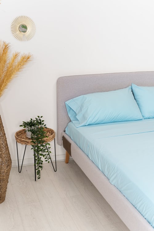 Ropa de hogar y alfombras Sábanas bajeras | Sábana bajera algodón azul 105x200 (cama 105) - WJ10219
