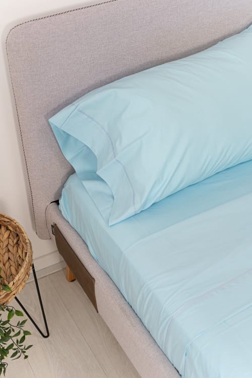 Ropa de hogar y alfombras Sábanas bajeras | Sábana bajera algodón azul 105x200 (cama 105) - WJ10219