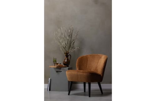 Canapés et fauteuils Fauteuils | Fauteuil salon en velours, chaise marron cognac - XN51022