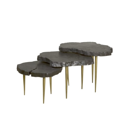 Meubles Tables basses | Set de 3 tables gigognes en bois de litchi - YI16474