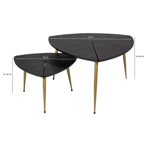Meubles Tables basses | Lot de 2 tables gigognes finition bois pied en métal doré - WL77700