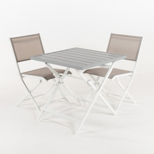 Conjunto mesa fija 70x70 y 2 sillas jardín blanco - Tokyo - Kerama