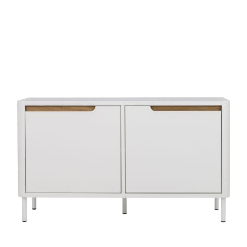 Meubles Petits meubles de rangement | Petit meuble de rangement en bois 2 portes L94cm blanc - RH94071