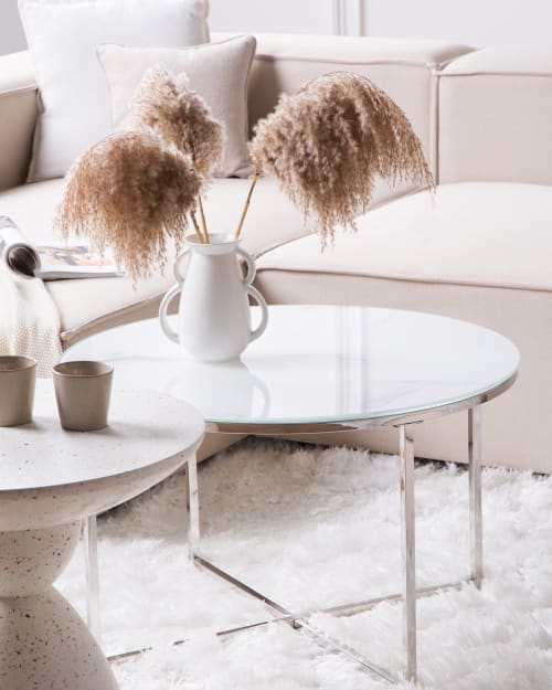 Tavolino da caffé effetto marmo bianco e argento ⌀ 70 cm | Maisons du Monde