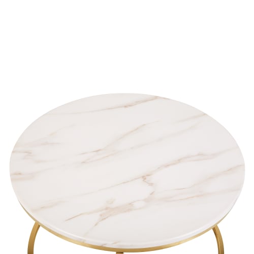 Meubles Tables basses | Table basse dorée avec effet marbre blanc - OB64410