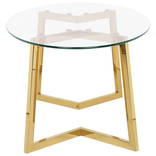 Meubles Tables basses | Table basse doré et plateau en verre - WJ82217