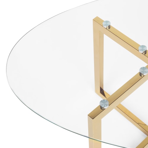 Meubles Tables basses | Table basse doré et plateau en verre - WJ82217
