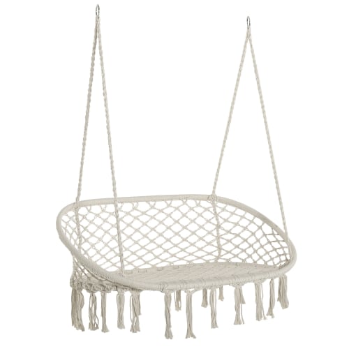 Jardin Fauteuils suspendus | Chaise suspendue banc suspendu macramé coton polyester beige - BH06102