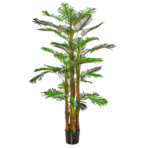 HOMCOM Arbre artificiel bambou plante artificielle hauteur de 160 cm 975  feuilles réalistes pot Inclus vert