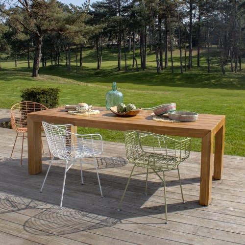 Jardin Tables de jardin | Table d'extérieur en bois massif d'acacia 220cm - FX92479