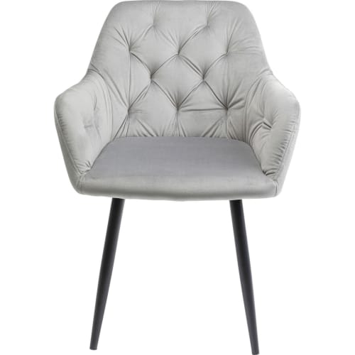 Canapés et fauteuils Fauteuils | Chaise avec accoudoirs en velours gris et acier - UZ51015
