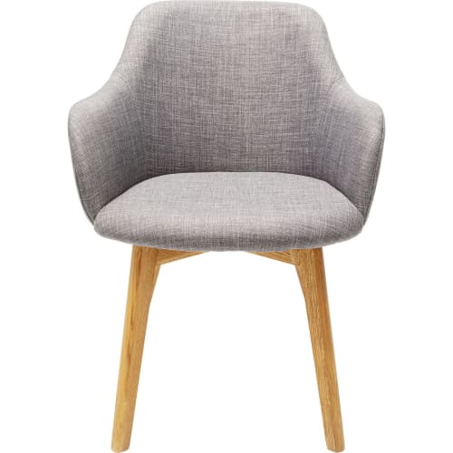 Meubles Chaises | Chaise avec accoudoirs grise et chêne - GE22545