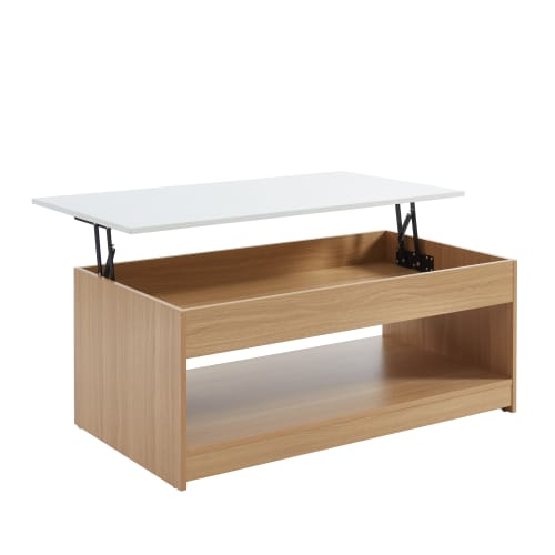 Meubles Tables basses | Table basse   blanc et effet boiset chêne  plateau revelable - CT97124