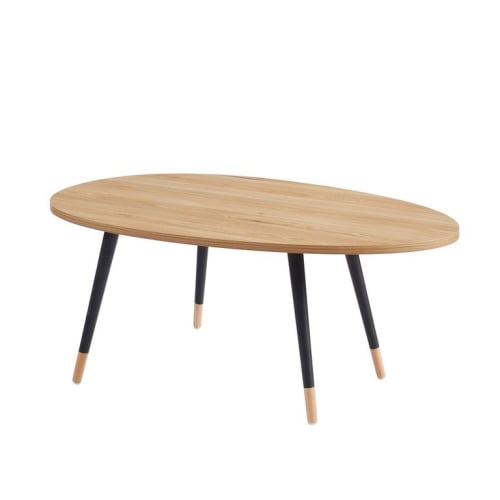 Meubles Tables basses | Table basse   noir et effet boiset chêne  98cm - GD94344