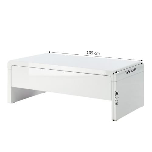 Meubles Tables basses | Table basse   laqué blanc brillant  1 tiroir - OC16031