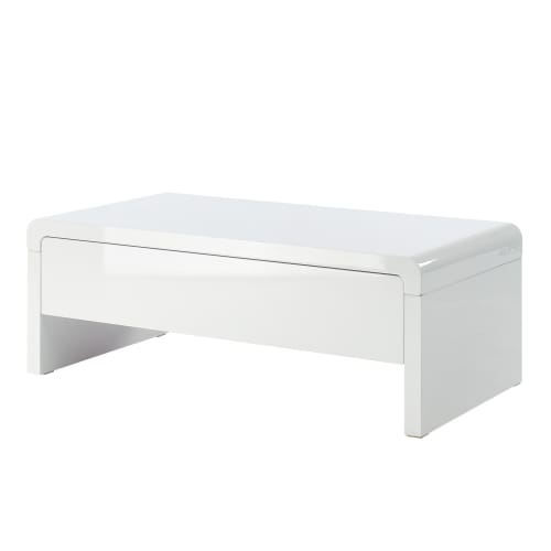 Meubles Tables basses | Table basse   laqué blanc brillant  1 tiroir - OC16031