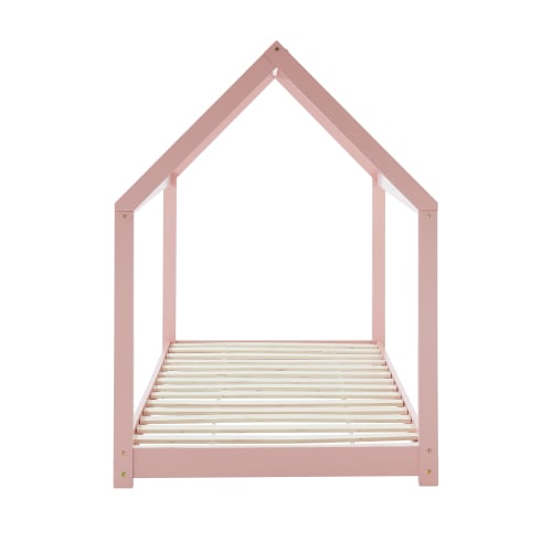 Lit cabane avec barrières TINY pin massif 90x190 sommier inclus