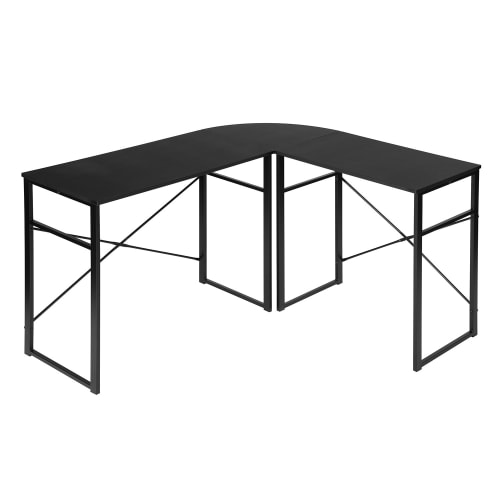 Meubles Bureaux et meubles secrétaires | Bureau d'angle noir style industriel métal et bois - IQ31531