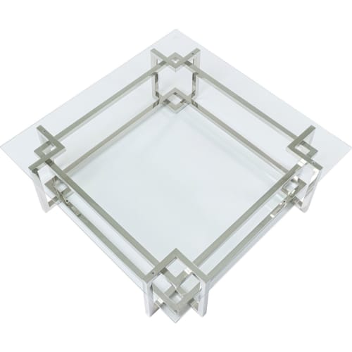Meubles Tables basses | Table basse en verre et acier argenté - NO81805