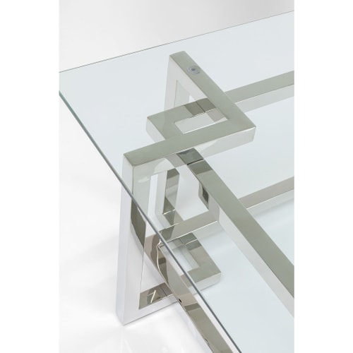 Meubles Tables basses | Table basse en verre et acier argenté - NO81805