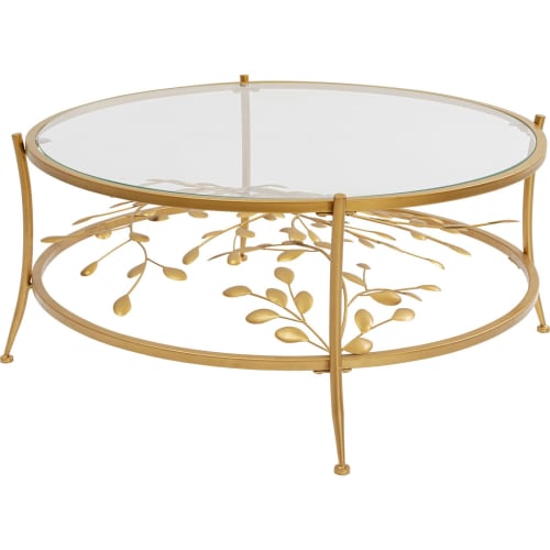 Meubles Tables basses | Table basse en verre et acier doré D88 - IA89267
