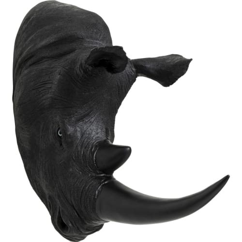 Déco Plaques et lettrages | Déco murale tête de rhinocéros en polyrésine noire - IA42186