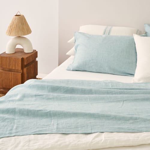 Ropa de hogar y alfombras Sábanas encimeras | Encimera lino azul cama de 150/160cm - XN89388