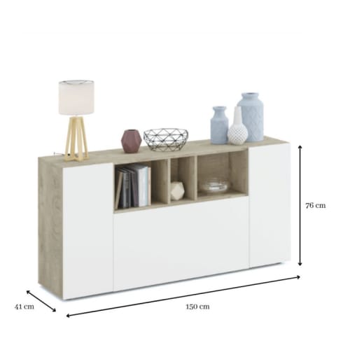 Credenza Dmirri, Madia moderna a 3 ante, Buffet da soggiorno con