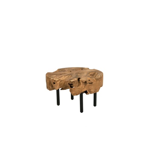 Muebles Mesas auxiliares | Mesa auxiliar redonda en raíz de teca y hierro - DK93633