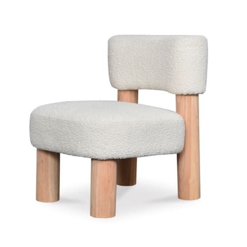 Canapés et fauteuils Fauteuils | Fauteuil revetu de tissu bouclé blanc - FA92162
