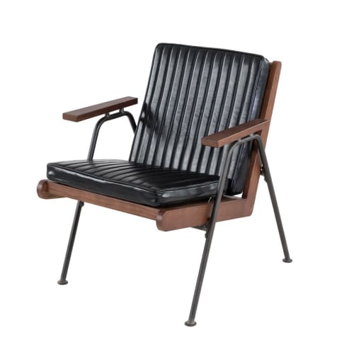 Canapés et fauteuils Fauteuils | Fauteuil rétro simili cuir noir - OJ71769