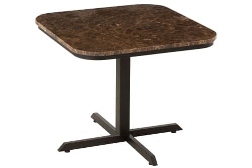 Meubles Tables basses | Table basse carrée en marbre marron et piétement en métal noir L60 - KB90350
