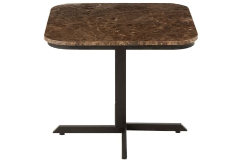 Meubles Tables basses | Table basse carrée en marbre marron et piétement en métal noir L60 - KB90350