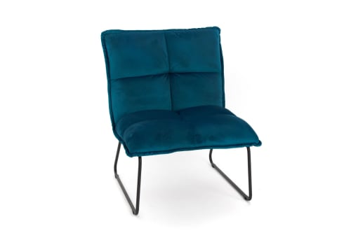 Canapés et fauteuils Fauteuils | Fauteuil lounge en velours et pieds métal noir - MH75205