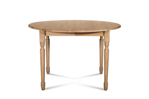 Table extensible ronde bois D105 cm + 1 allonge et Pieds tournés | Maisons du Monde