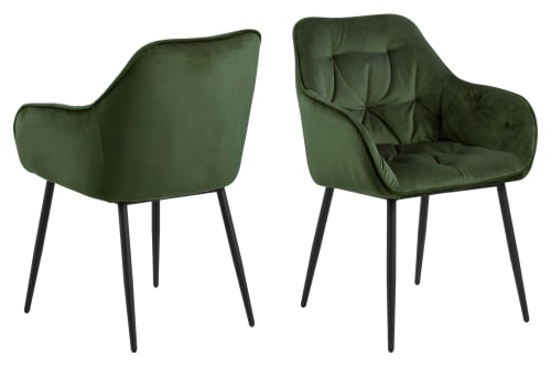 Canapés et fauteuils Fauteuils | Fauteuil de salle à manger en velours et métal (lot de 2) - HL82941