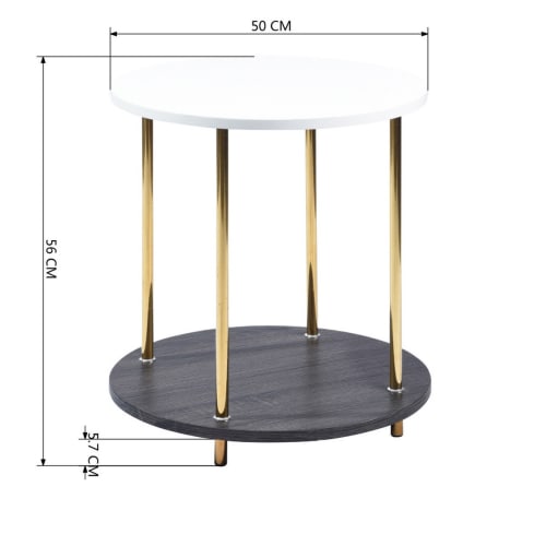 Muebles Mesas auxiliares | Mesa auxiliar redonda de diseño en dorado y blanco - RR49560