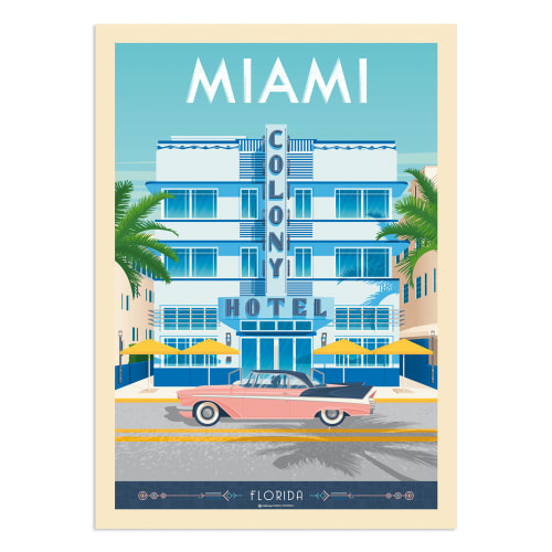 Déco Affiches et posters | Affiche Miami Colony Hotel 50x70 cm - UE81728