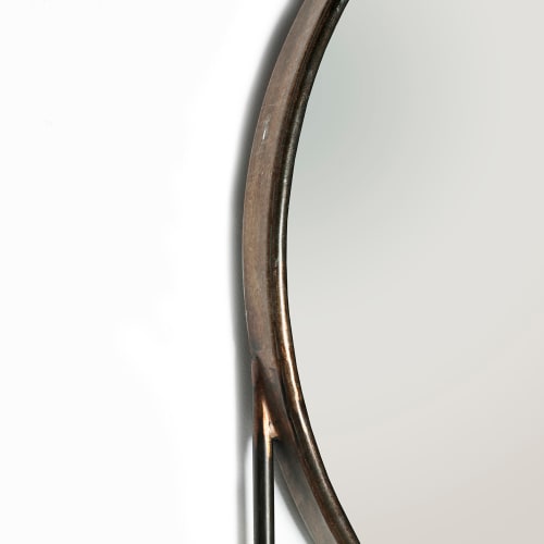 Espejo redondo de 70 cm en material natural Vahé