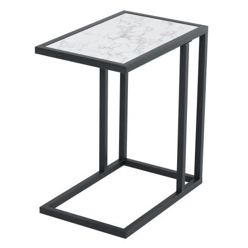 Muebles Mesas auxiliares | Mesa lateral tablero de partículas, metal blanco 45x30x51.5 cm - SV60070