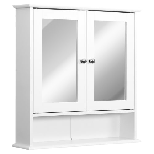 Armario de baño MDF, espejo de vidrio blanco 56x13x58cm