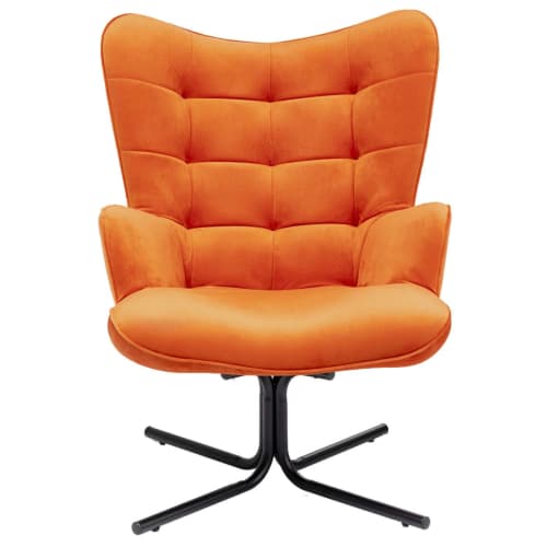 Canapés et fauteuils Fauteuils | Fauteuil pivotant en velours orange et acier - ZO87494