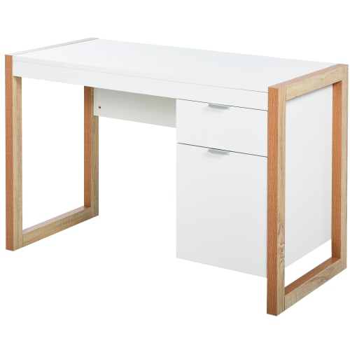 Muebles Escritorios | Mesa de escritorio tablero de partículas de grado E1 blanca - BJ24649