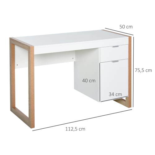 Muebles Escritorios | Mesa de escritorio tablero de partículas de grado E1 blanca - BJ24649